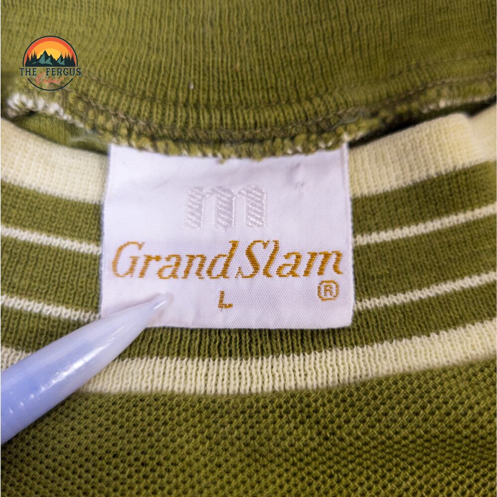 Munsingwear Grand Slam Shirt Green Penguin Logo Ringer Vintage Preppy Men Sz Lrg - Picture 5 of 16